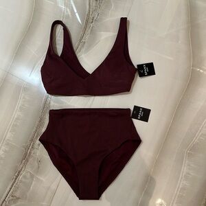 Spanx Pique Bikini with straight strap bikini top and hi-rise cheeky bottom
